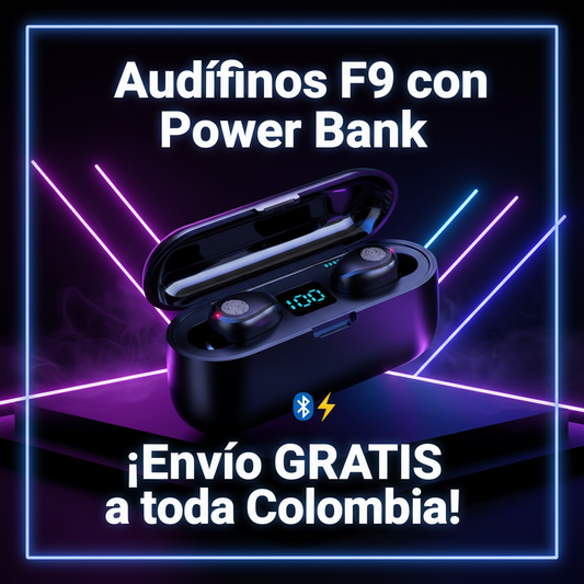 Audífonos Inalámbricos F9 con Power Bank - Anuncio Colombia